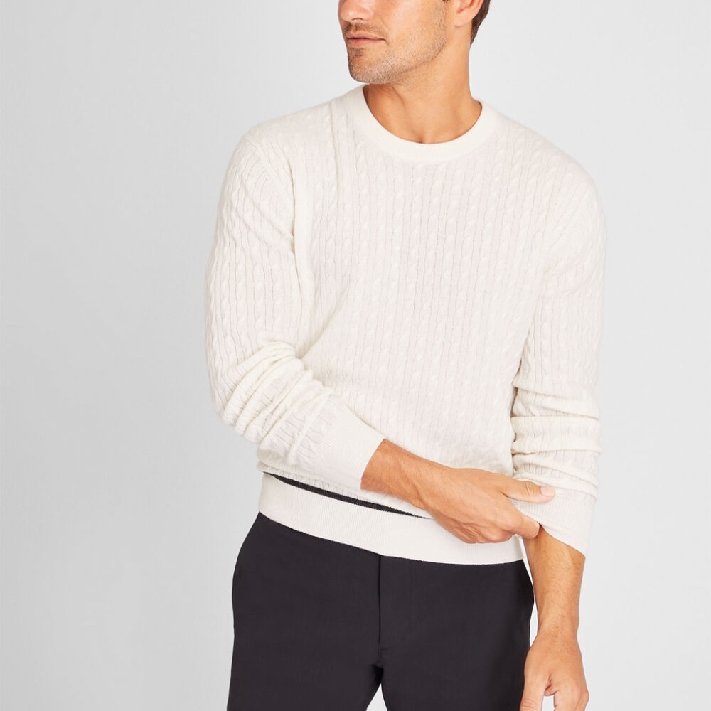 Cable Tipped Crewneck - New With Tags - NEVER WORN - Blanc de Blanc